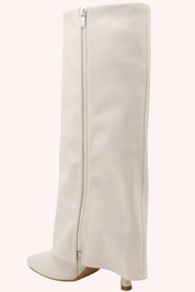 Leather look overlap heels - Beige