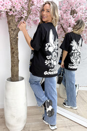 Oversized bunny T-shirt - Zwart