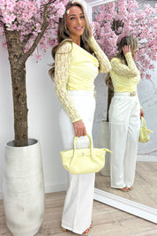 Waterfall lace topje - Geel