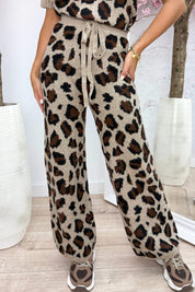 Leopard knitted pants - Beige