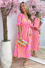 Sunny stripes cotton dress - Oranje