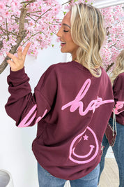 Be happy oversized sweater - Bordeaux