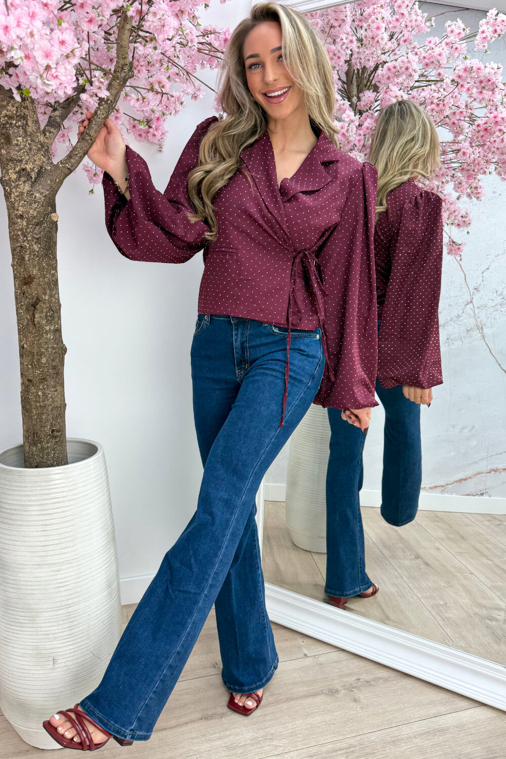 Diamond bow blazer - Bordeaux