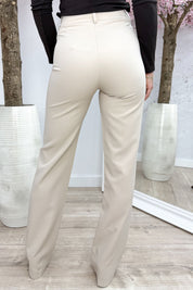 Straight leg stripe pantalon - Beige