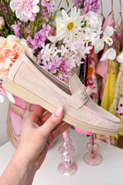 Chique suede look loafers - Roze