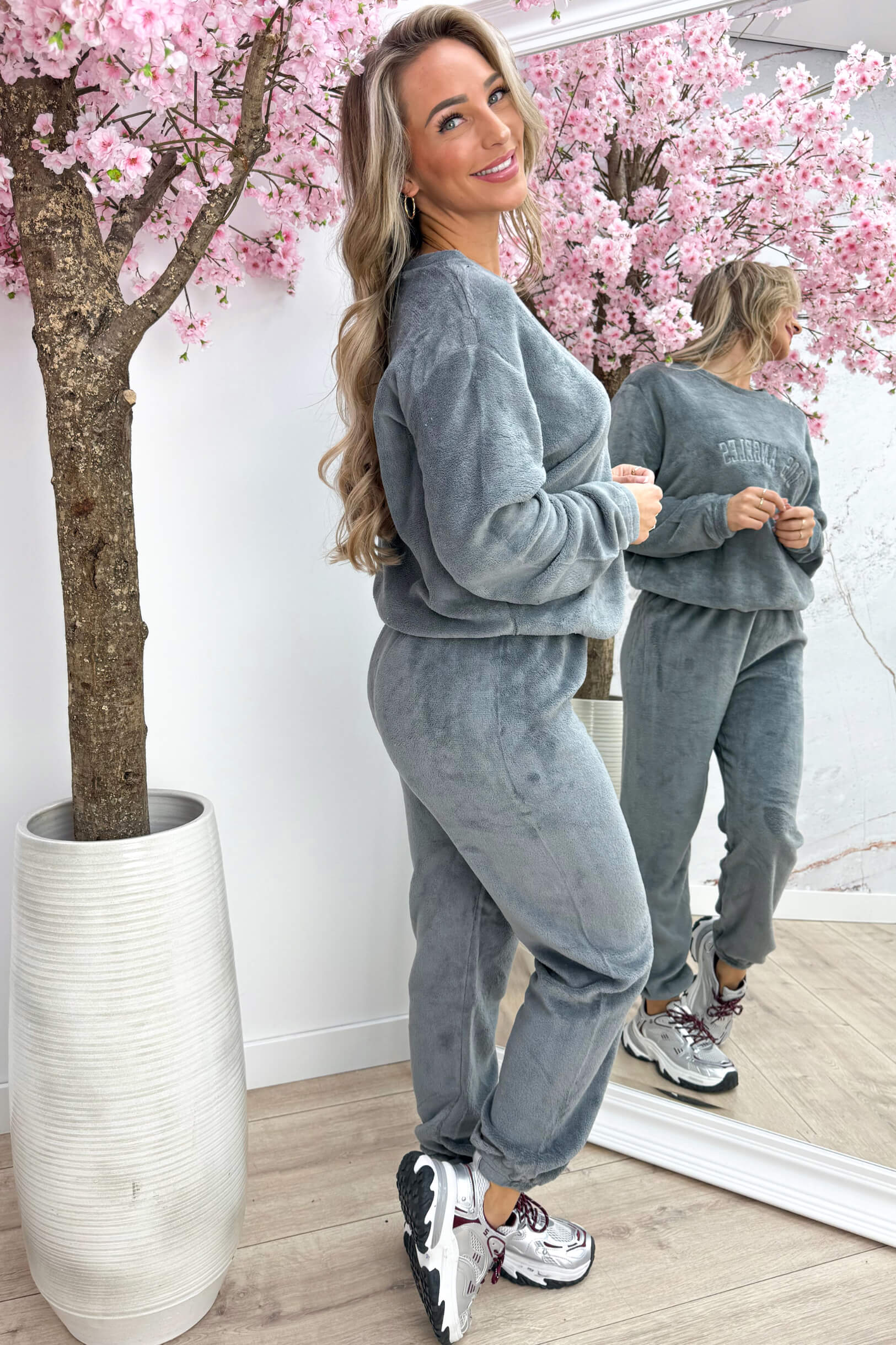 Fleece LA comfy set - Lt. grijs