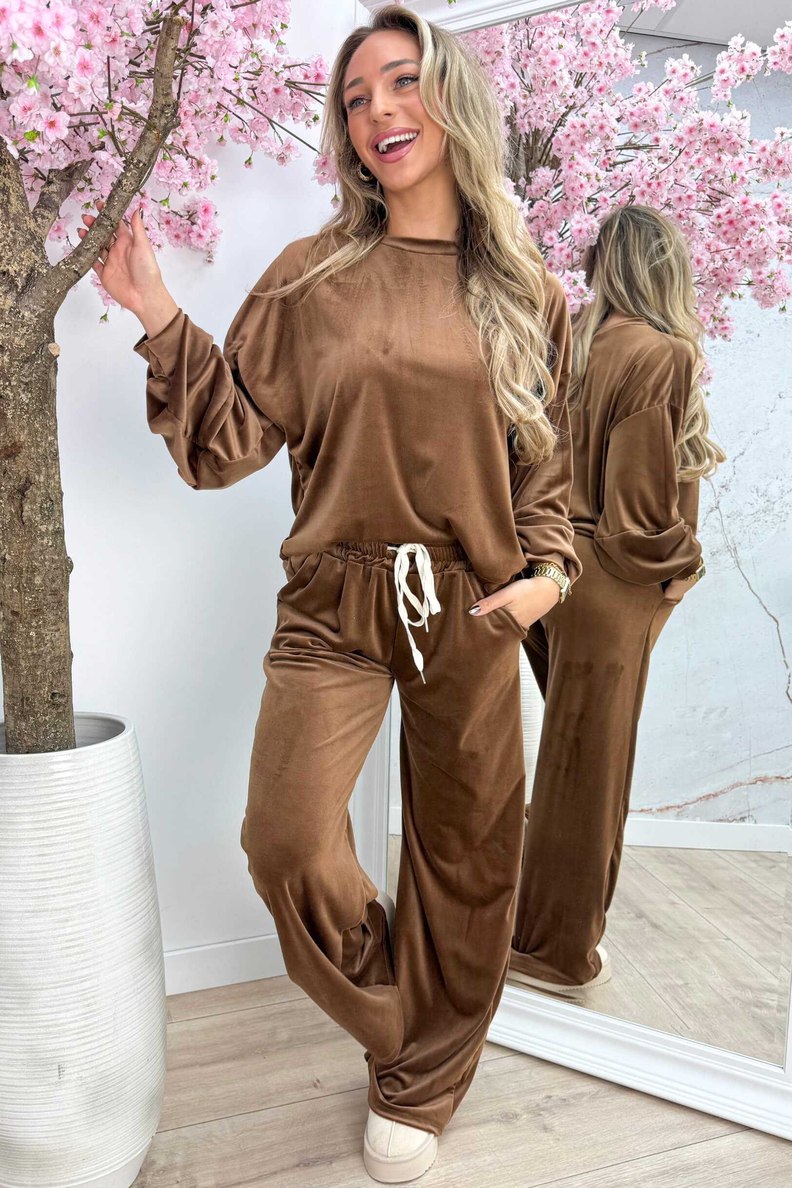 Velvet comfy co-ord - Camel