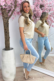 Knitted coll topje - Beige