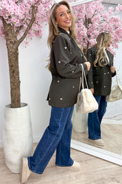 Silver hearts oversized blazer - Bruin