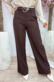 Boss babe belted pantalon - Bruin