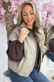 Reversible leopard bodywarmer - Taupe