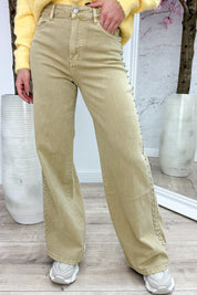 Studded wide leg jeans RD9118-14 - Camel