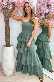 Marbella cotton ruffle dress - Army