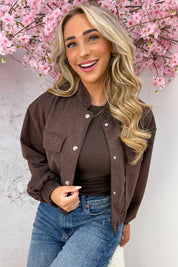 Suede look bomber - Bruin