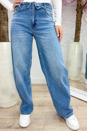 Fold over straight leg jeans - Jeans blue