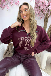 NYC zipper sweater - Bordeaux