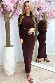 Diamond draped maxi dress - Bordeaux