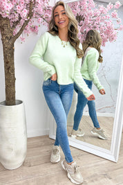 Pretty back lace trui - Mint