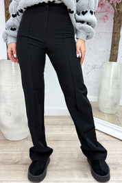 Straight leg stripe pantalon - Zwart