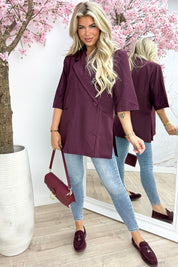 Beliebter Split Blazer - Bordeaux