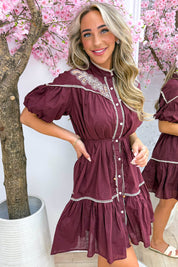 Daydream embroidery dress - Bordeaux