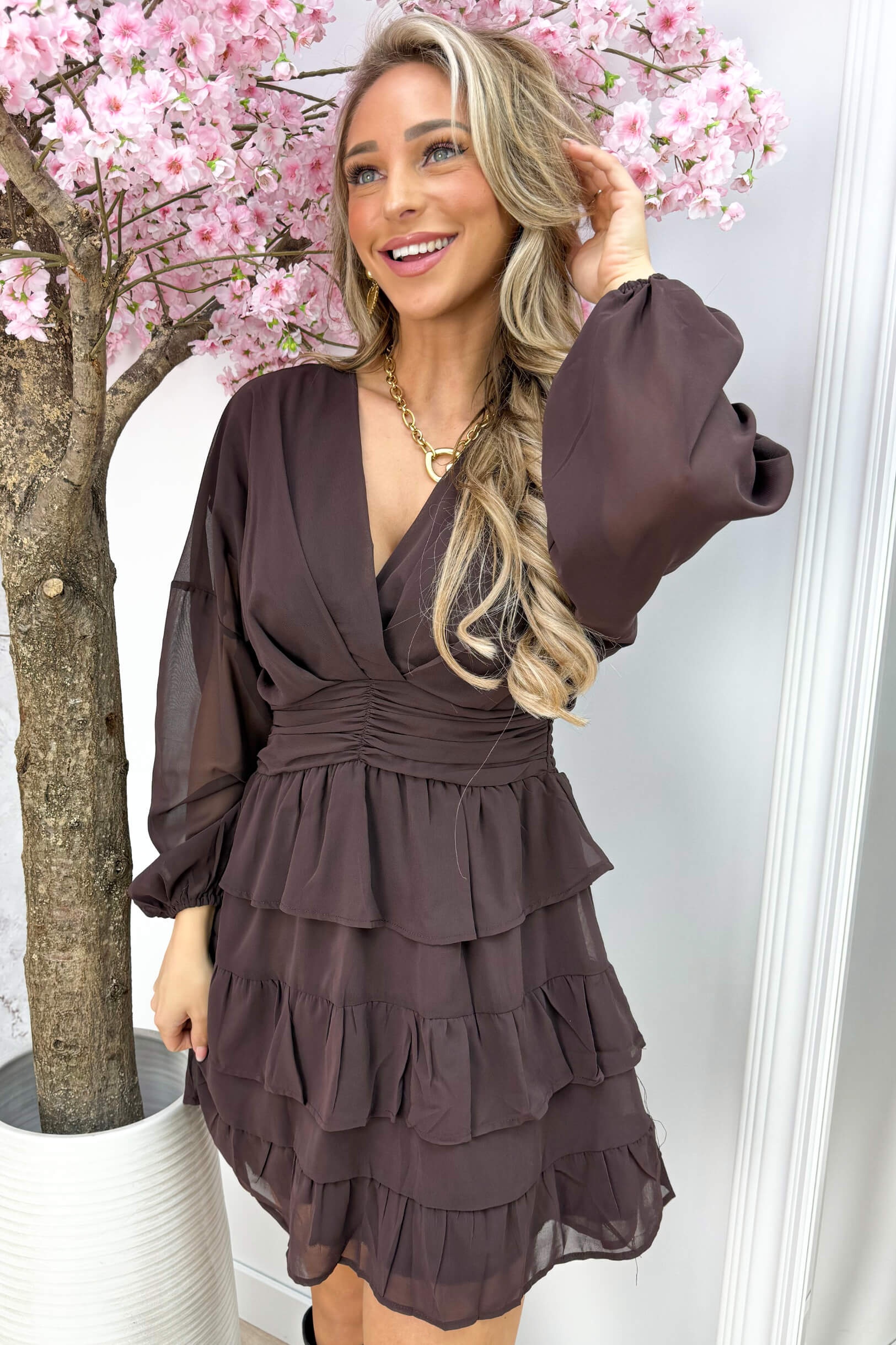 Flirty layer dress - Bruin