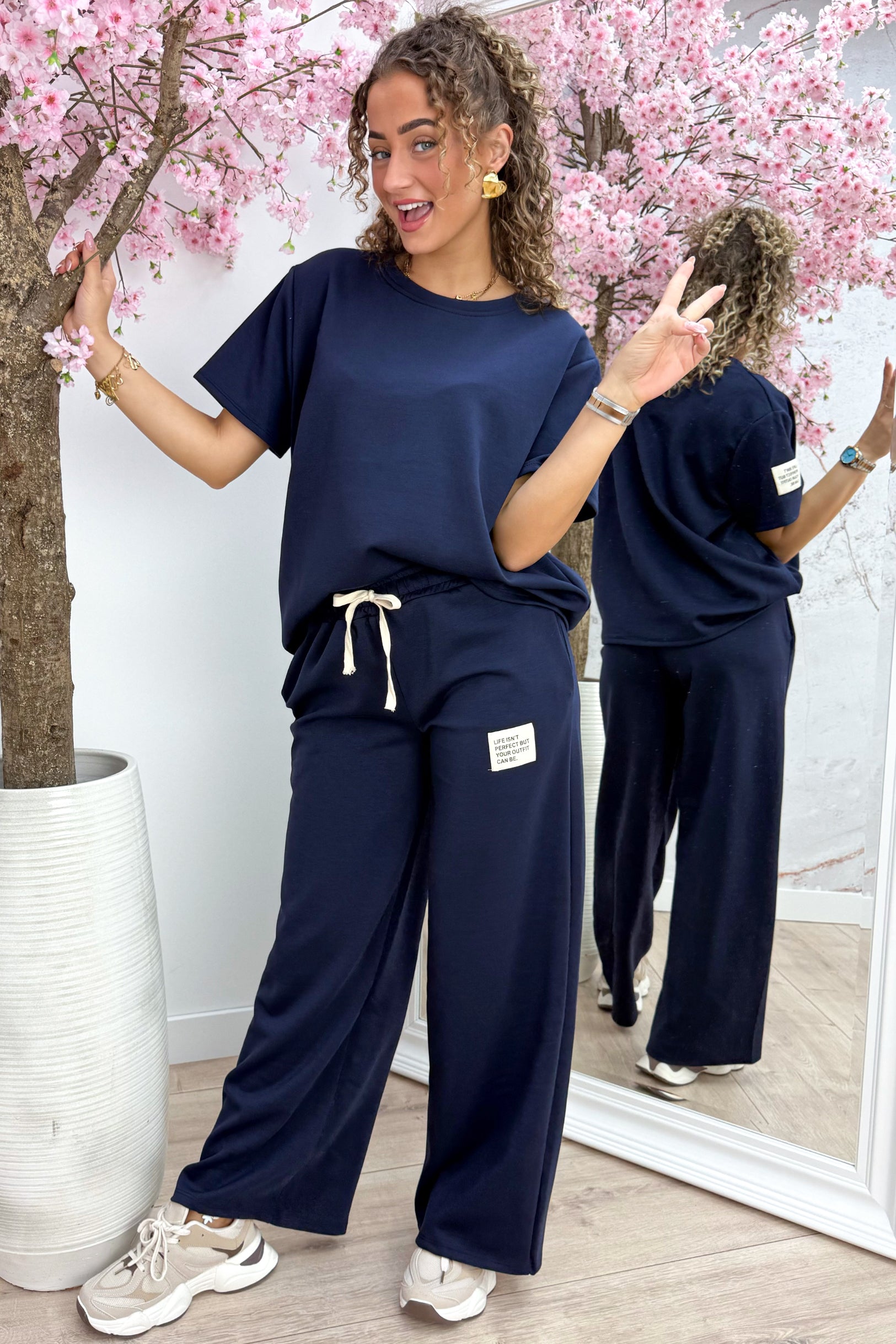 Perfect embleem comfy co-ord long - Navy
