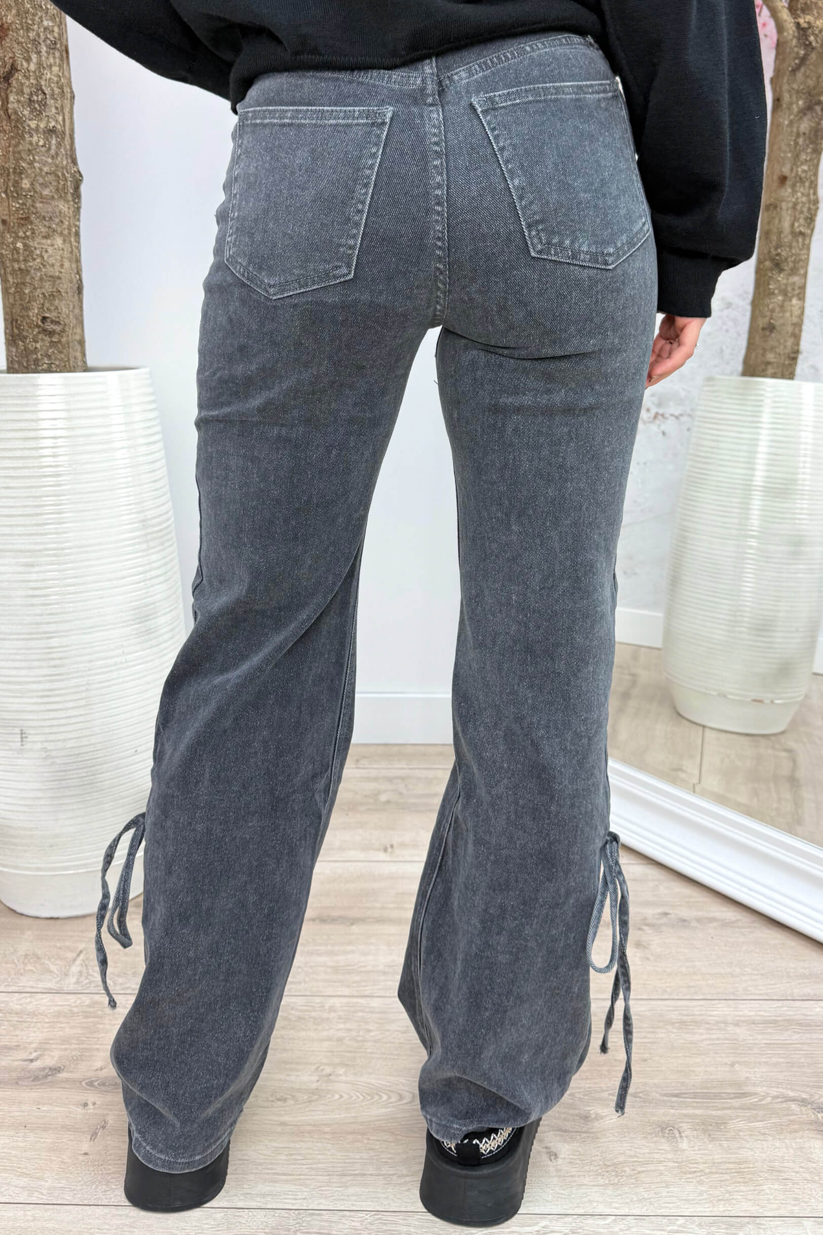 Wide leg bow jeans RD3223-2 - Dk. grijs