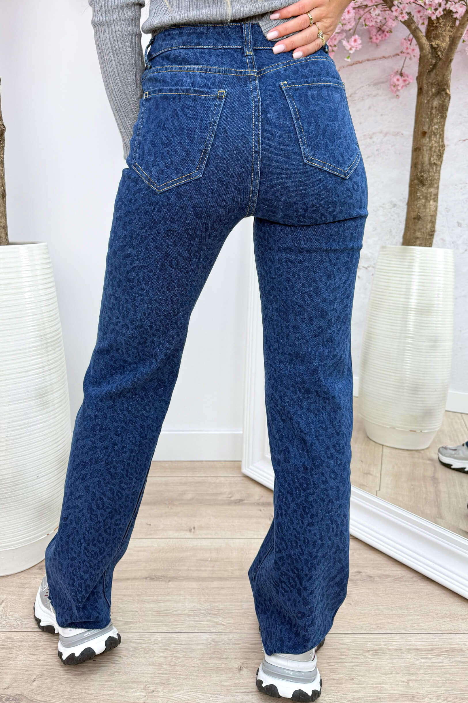 Leopard wide leg jeans F2106 - Jeans blue