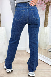 Leopard wide leg jeans F2106 - Jeans blue