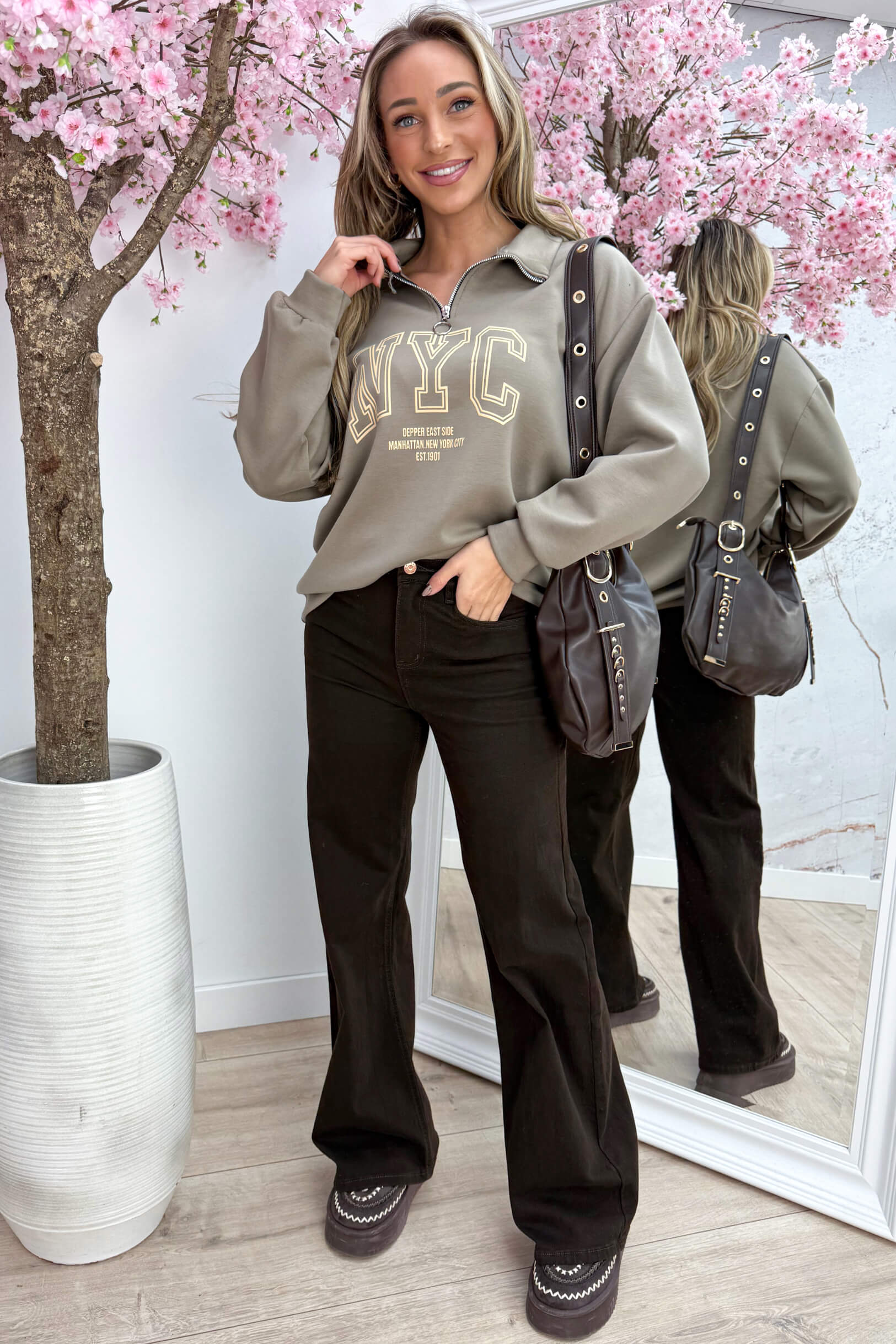 NYC zipper sweater - Taupe