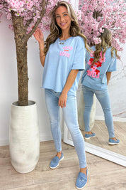Lead with love oversized T-shirt - Sky blue