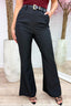 Classy flared pantalon (Incl. riem) - Zwart