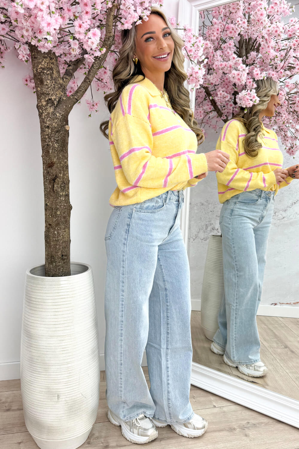 Sunny stripe trui - Geel