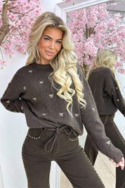 Cute bows trui - Bruin