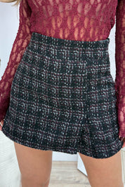 Lurex tweed skort - Bordeaux