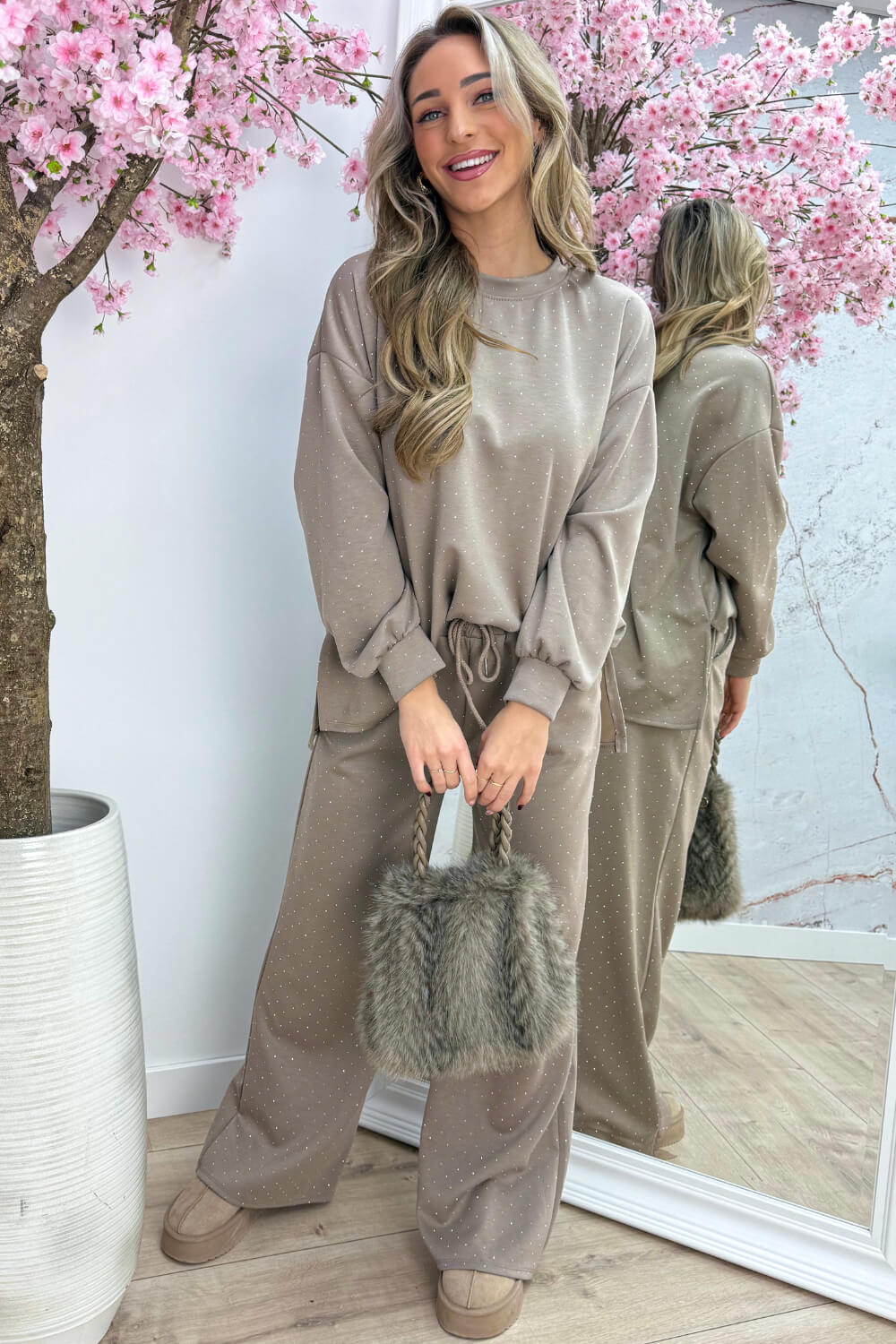 Diamond comfy co-ord - Taupe