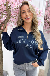 NY zipper sweater - Navy