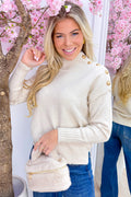 Pretty in buttons trui - Beige