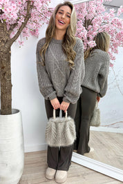 Feeling frosty cable trui - Taupe