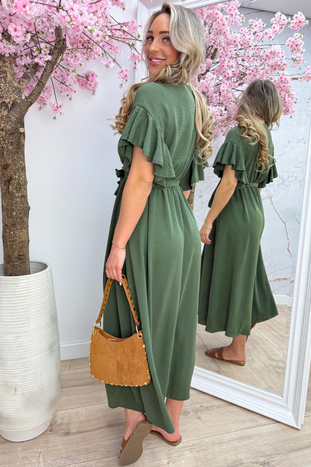 Rio ruffle maxi dress - Army