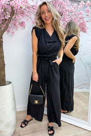 Waterfall statement jumpsuit - Zwart