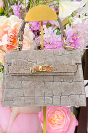 Croco inspired bag (Echt leer!) - Taupe