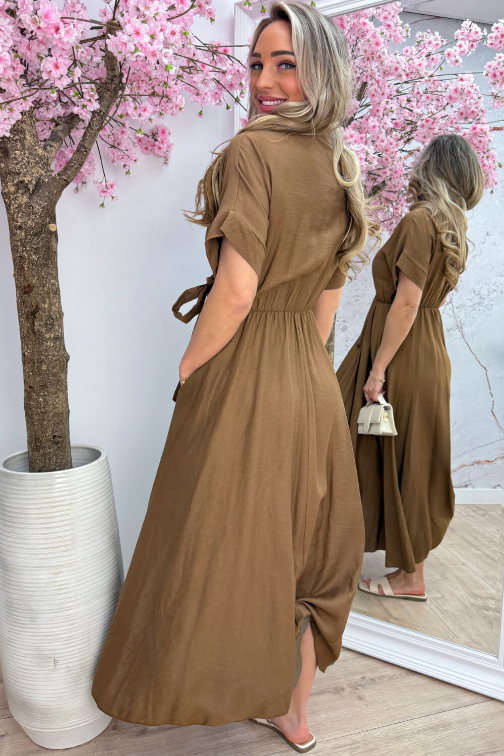 Deluxe bow dress - Cognac