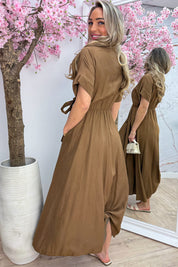 Deluxe bow dress - Cognac