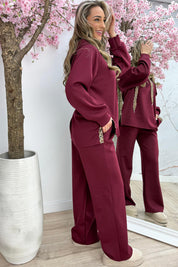 Leopard details comfy co-ord - Bordeaux