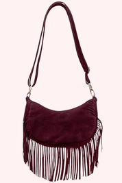 Suede fringe bag (Echt leer) - Bordeaux