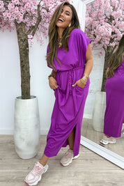Robe divisée tressée ceinturée - Berry Purple