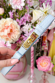 Perfect fit verstelbare riem (Echt leer!) - Sky blue