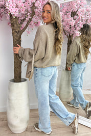 Ruffle bow trui - Taupe